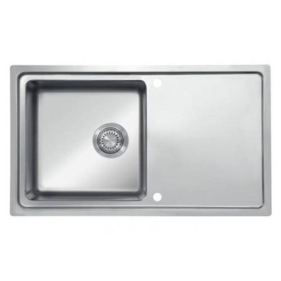 Ukinox 500mm W Single Bowl Stainless Steel Drop-In Kitchen Sink with 2 Faucet Holes