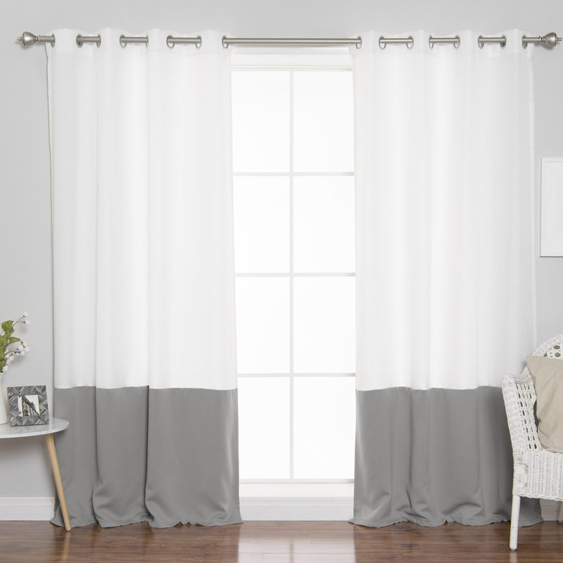 Paire de rideaux semi-transparents avec œillets Hoysted, Blanc / Blé, L 52 po x L 84 po