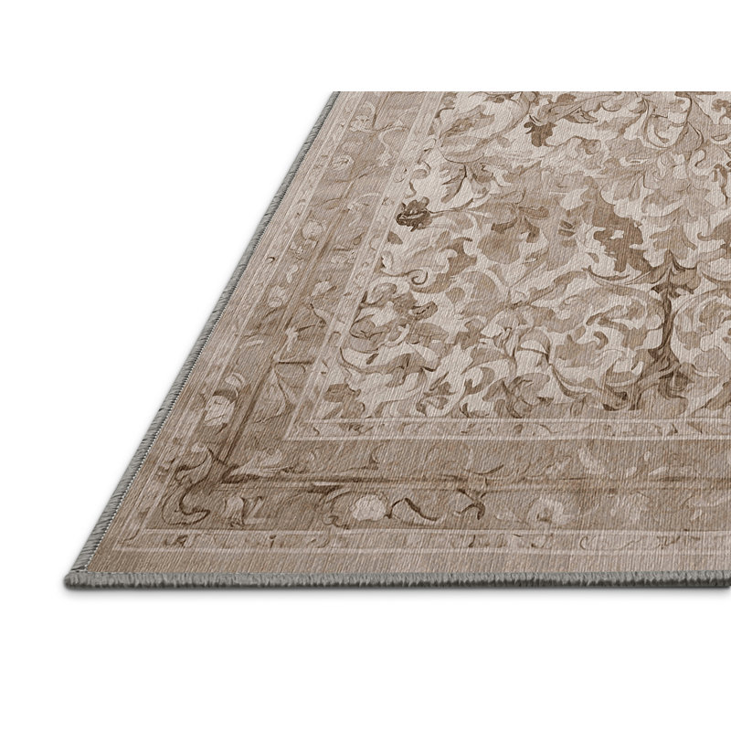 Machine Washable Gray Area Rug, Round 7'