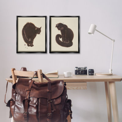  «Simple Cats on Beige», ensemble de 2 toiles flottantes encadrées par Grace Popp