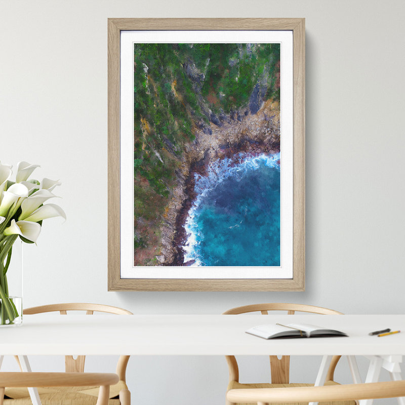 San Sebastian in Spain - Picture Frame Graphic Art, Oak Framed, 48cm H x 36cm W x 2cm D