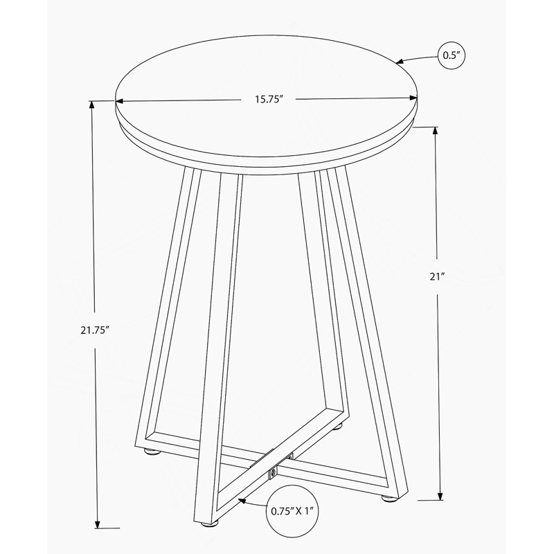 Table d'appoint, côté, rond, bout, table de chevet, lampe, stratifié brun, métal noir, contemporain, moderne
