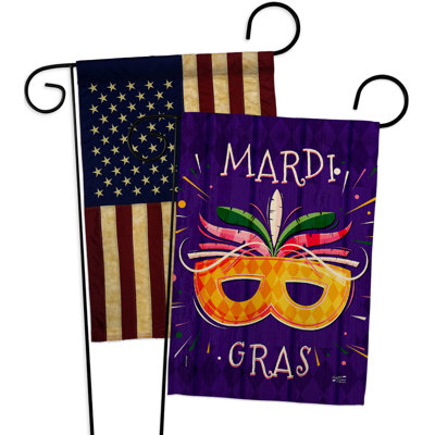 Double Sided 18.5'' H x 13'' W Polyester Mardi Gras Garden Flag