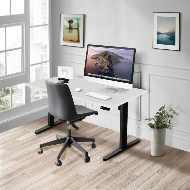 ElevatePro 59" White/Black Electric Sit-Stand Desk with Programmable Height