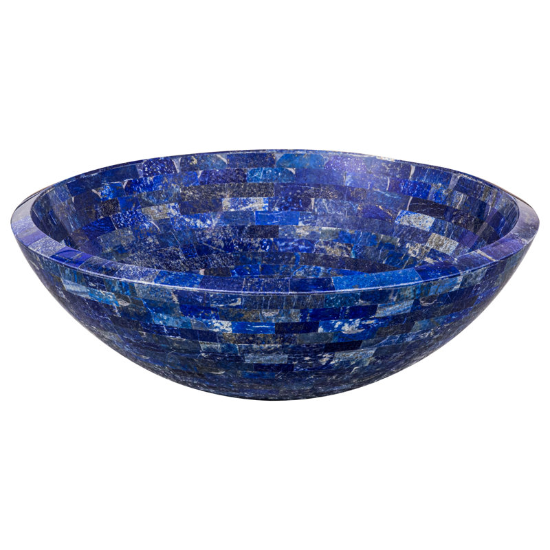 Belfry Bathroom Ayla 410mm Blue Stone Circular Countertop Basin Bathroom Sink