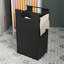 Armoire de salle de bain avec façade en bambou et panier à linge - naturel / blanc