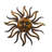  Wall Accent - 35 Inch Sun Face and Sunburst Pattern, Rustic Gold and Antique Black Metal Wall Decor