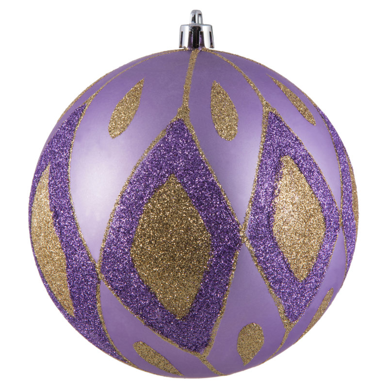 Ornement boule de diamant pailleté mat, Lavande, H 4,75 po x l 4,75 po x P 4,75 po