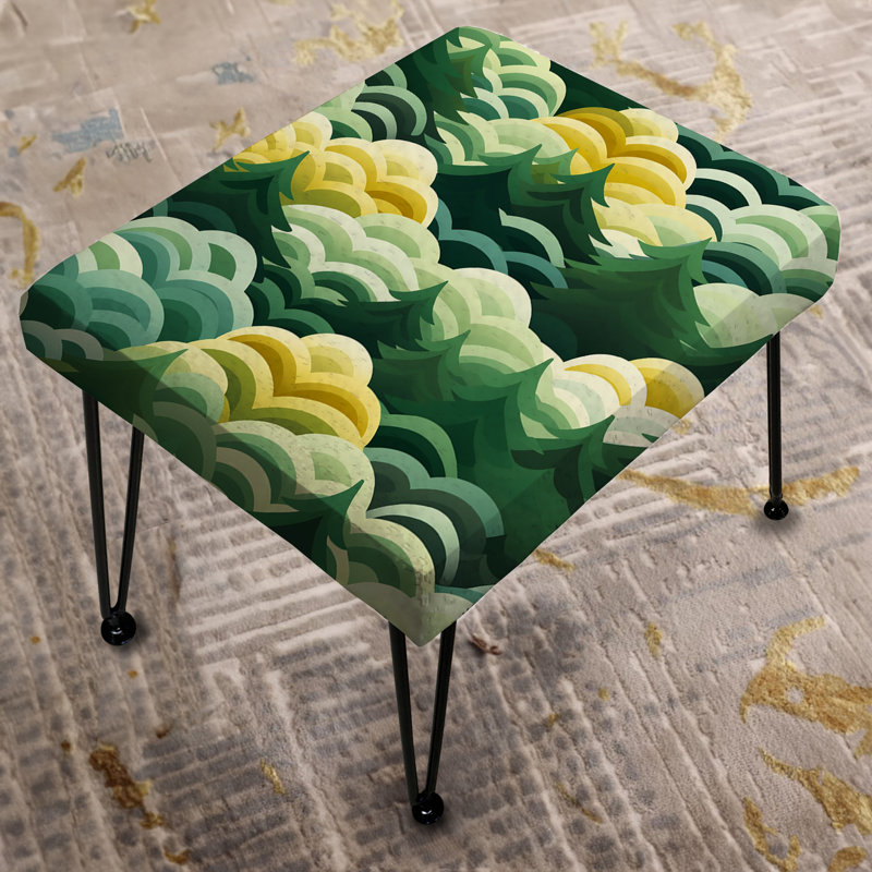 Green And Yellow Forest Pattern - Botanical Rectangle Ottoman