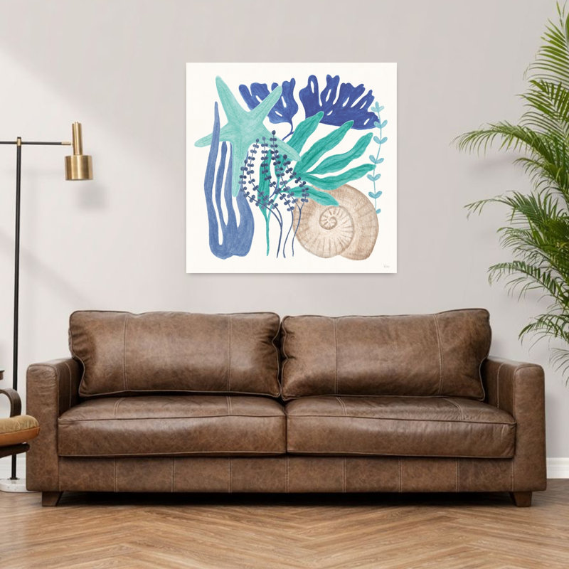 Art côtier abstrait d'étoiles de mer, H 36 po x l 36 po