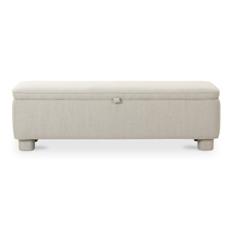 Grant Polyester Blend Upholstered Storage Bench, Light Grey