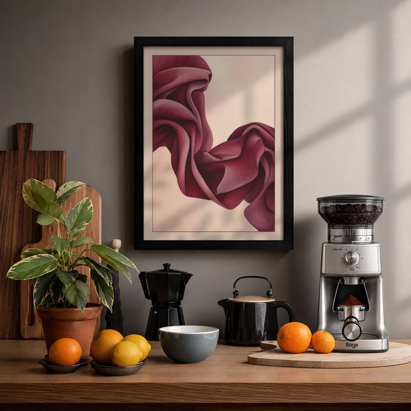 Flowing Forms Abstract - Framed Print, A4 - 29.7 x 21.0 cm, Black