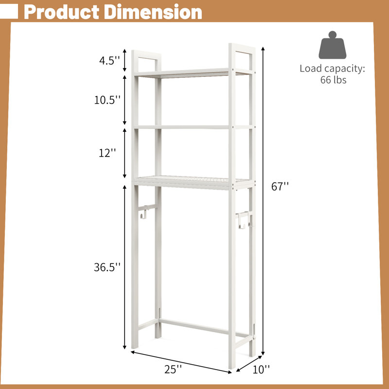 Nurdan Freestanding Over the Toilet Storage, White
