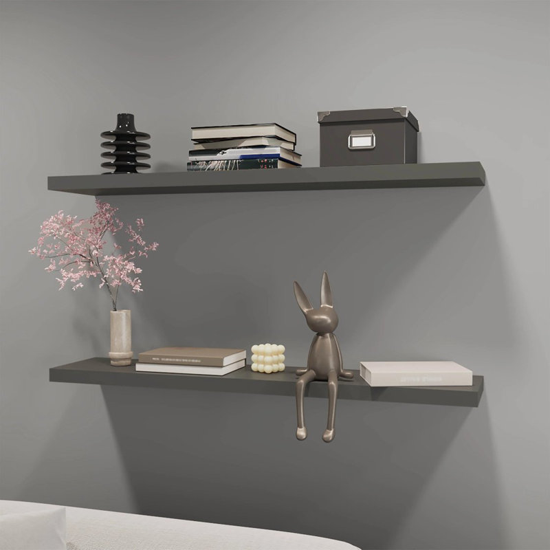 Grey  Floating Shelf, 1.57" H x 47.37" W x 9.87" D