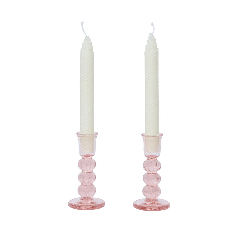 Provence Candlestick Set/2, Blush, 5" H x 2.5" W x 2.5" D