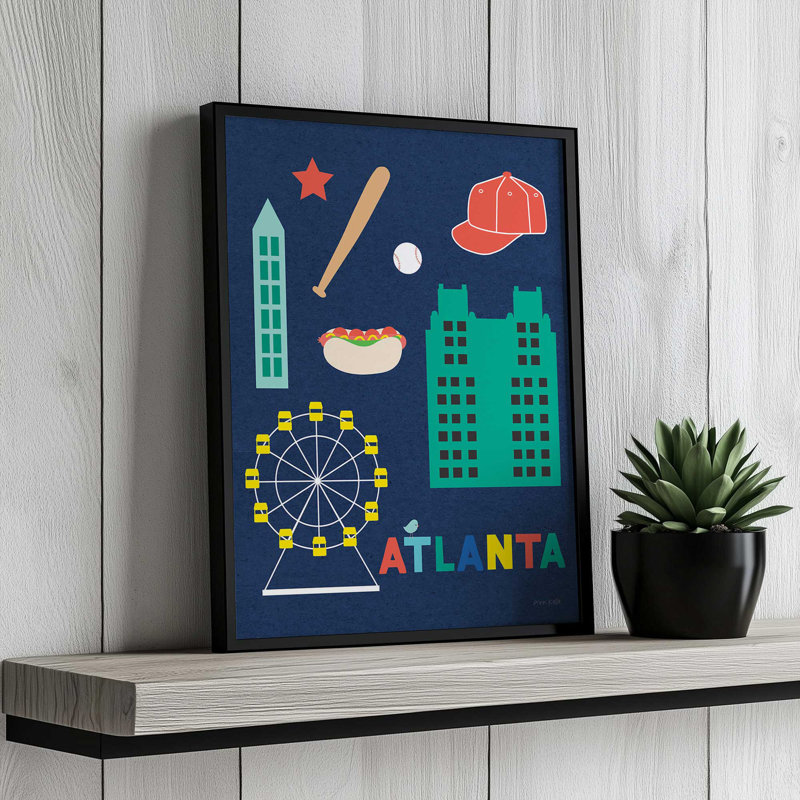«City Fun Atlanta» par Ann Kelle, reproduction d'art sur toile, H 32 po x l 24 po, Doré