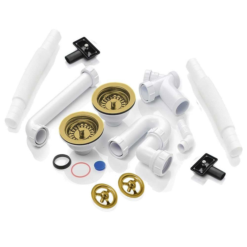  RAK Rangemaster 2.0 Bowl Waste With 2X Overflow And Plumbing Kit, Gold
