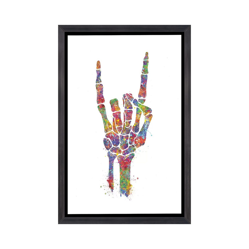 «Skeleton Hand» - reproduction, H 26 po x l 18 po x 1,5 po, Cadre noir vieilli