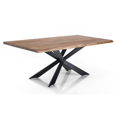 Amala Acacia Solid Wood Top Metal Base Dining Table