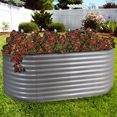 Lit de jardin surélevé ovale en acier Lemark - argenté - 79 po
