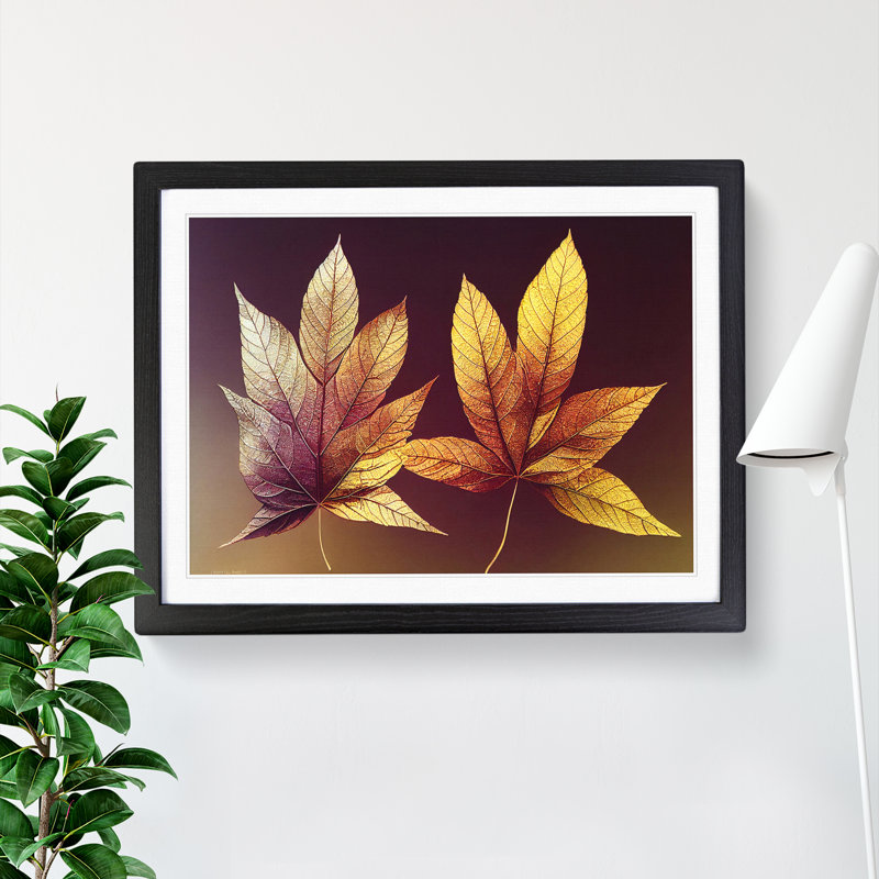 Otherworldly Autumn Leaf - Single Picture Frame Print, 46cm H x 64cm W x 2cm D, Black