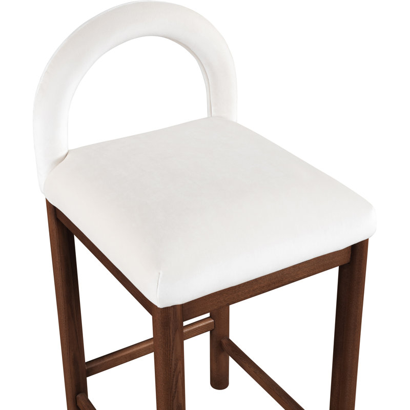 Conrad Letcher Velvet Counter Stool, Cream Velvet Seat/Brown Frame