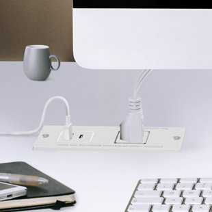 1500w Small Recessed Power Strip With Inset Usb Electrical Outlet Extender Plug Extension Cord Hidden Flush Mount Surge Protector Charging Station For Nightstand Desk Furniture (white)