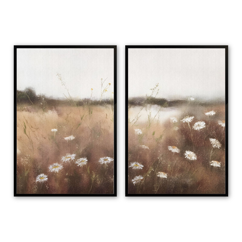 Misty Meadows, ensemble de 2 pièces encadrées sur papier, H 21,5 po x l 17,5 po x P 1 po, Noir satiné