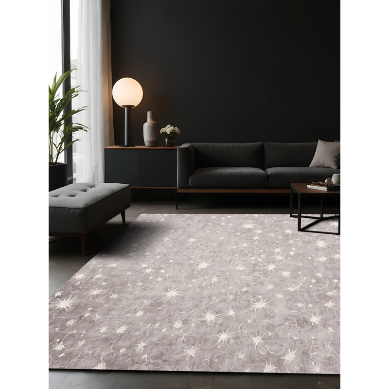 Tapis gris soyeux et moelleux, Carré 8 pi