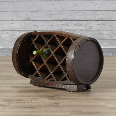11 Bottle Solid Wood Tabletop Wine Bottle Rack in Natural