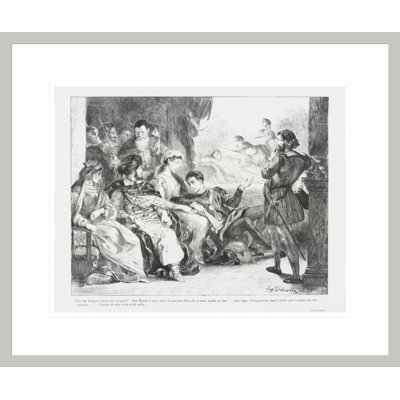 Hamlet fait jouer aux comédiens la scène de l’empoisonnement de son père (Act. III Sc. II) (Hamlet Has the Actors Play the Scene of the Poisoning of His Father) from Shakespeare’s Hamlet by Eugène Delacroix -Framed Giclee Print