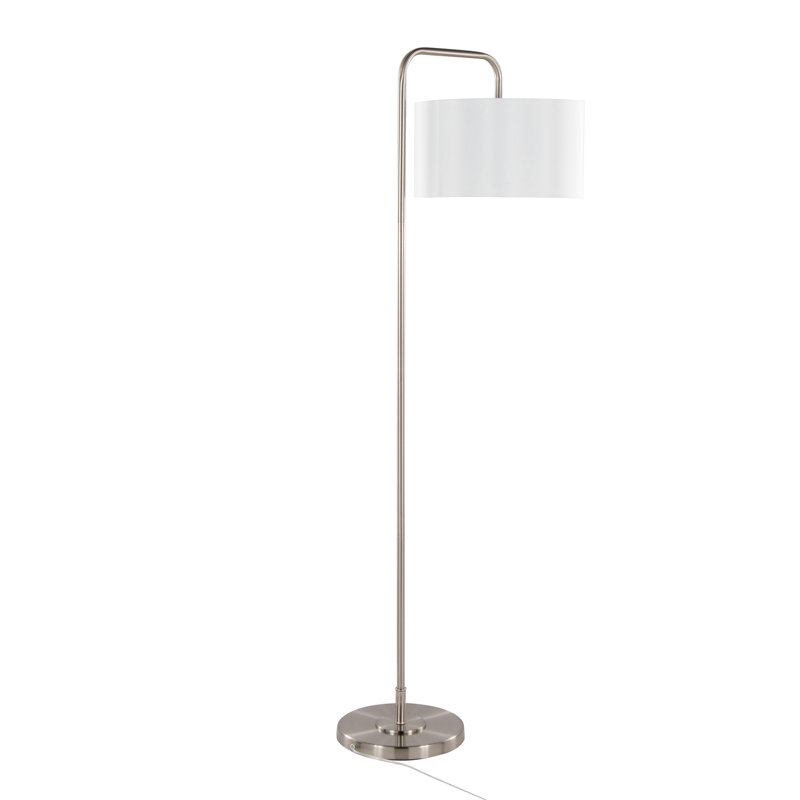 Contemporary Metal Floor Lamp, Brushed Nickel