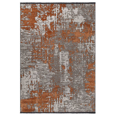 Tapis gris en chenille / polyester tissé à la machine Terea