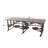 Brown Teak Wood Kitchen Dining Table with Eight Attached Seats, 100" x 42" x 31"-94225247-94225246-94225244