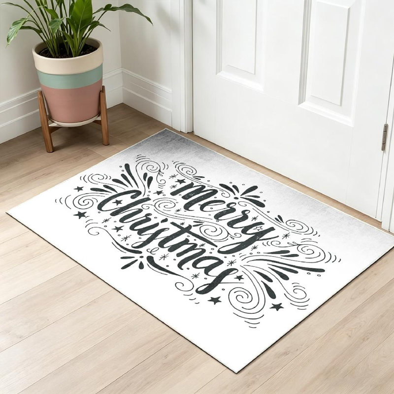 Tapis d'intérieur transparent rétro lavable à la machine Merry Christmas, Rectangle 32 po x 47 po