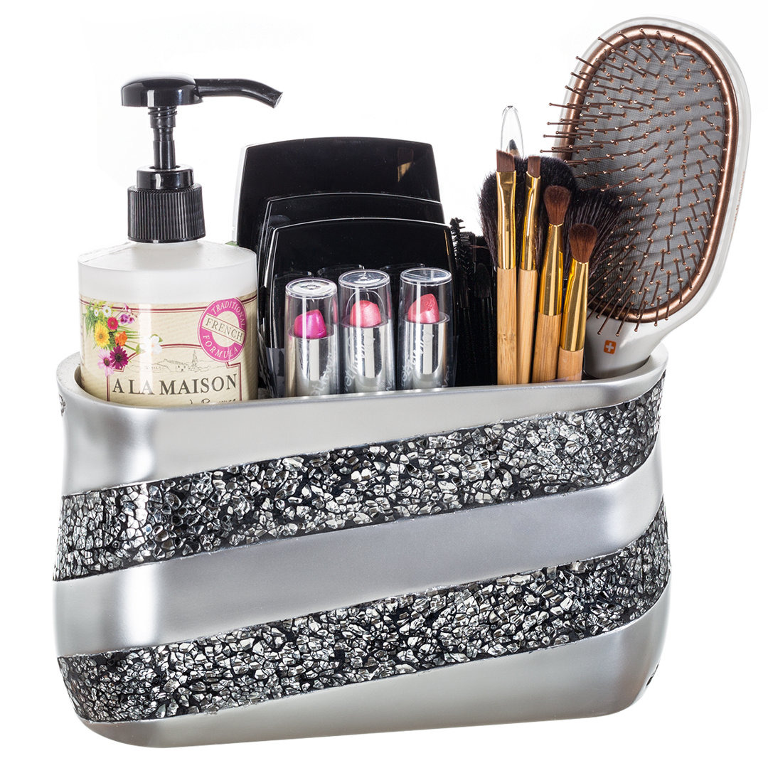 Silver Mosaic 3-Compartments Bathroom Vanity Organizer Dwellza