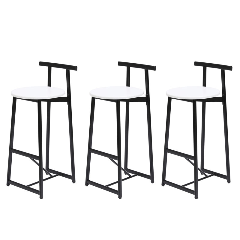 Ensemble de 3 comptoirs en métal noir et blanc avec 3 comptoirs de 27 po de hauteur, Blanc