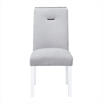 Ensemble de 2 chaises d'appoint en velours gris ardoise pour salle à manger, design contemporain à lattes, structure en bois massif