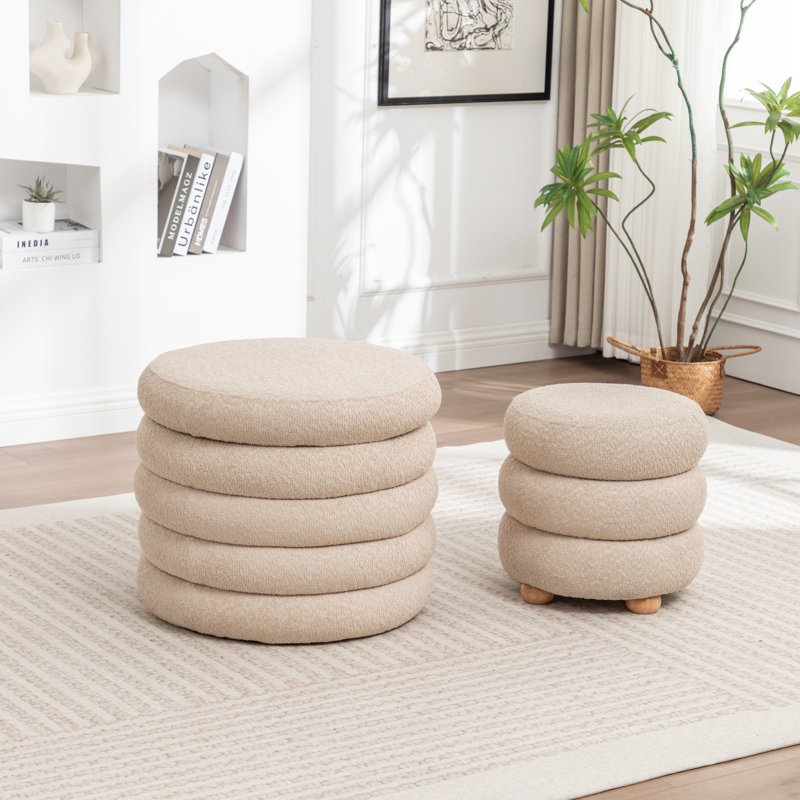 Repose-pieds avec rangement 23,5 po Ashyiah, Beige chaud