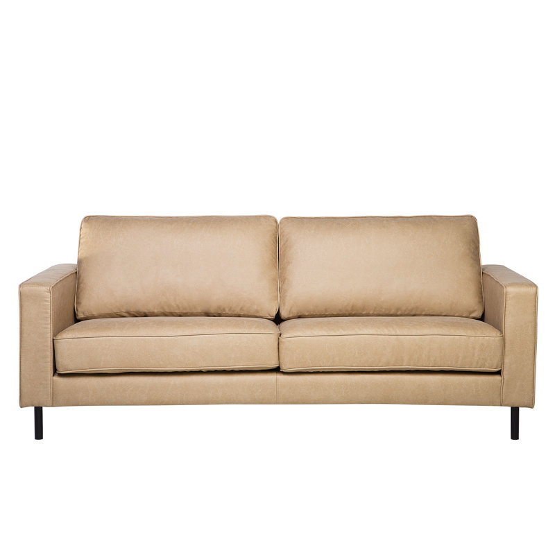 Desdemona 3 Seater Faux Leather Sofa, Beige