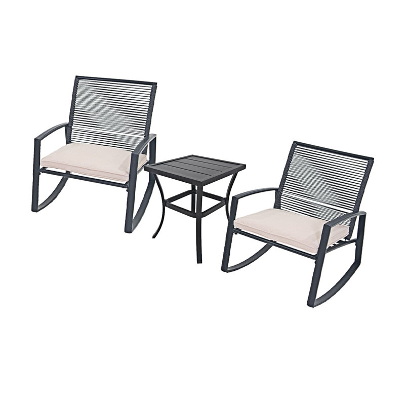 2-Person Outdoor Patio Bistro Rocking Conversation Set, Beige