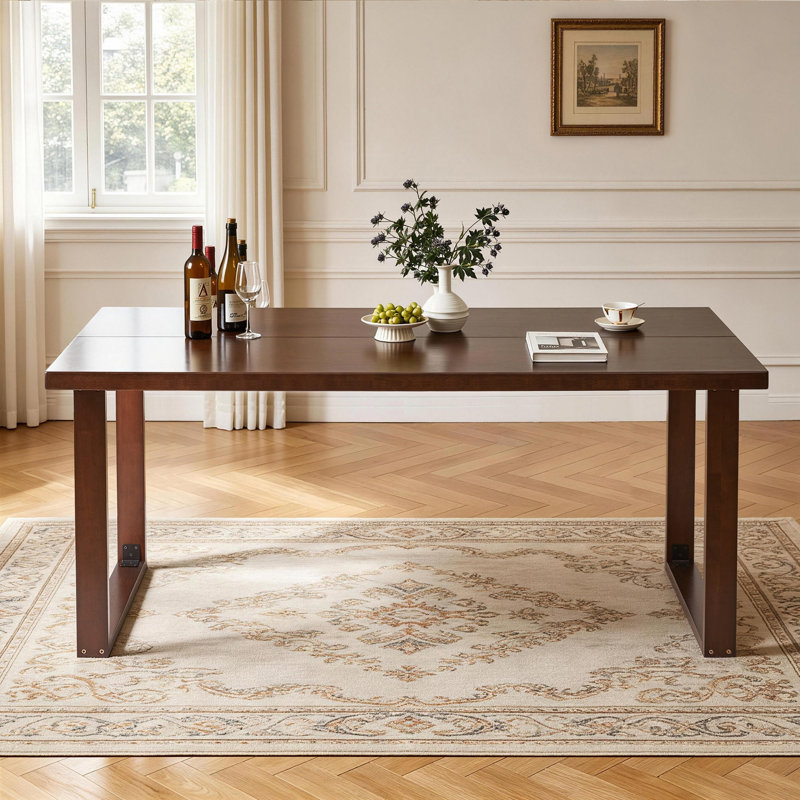 Mid‑Century Modern Rectangular Solid Wood Kitchen Table