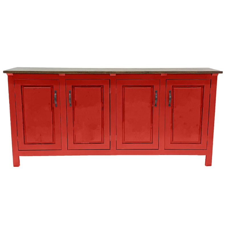 Modern Solid Wood Sideboard Buffet, Persimmon Red, 35" H x 70" W x 18" D