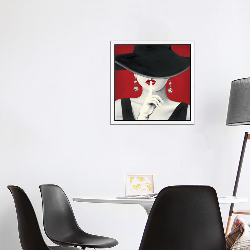 Haute Chapeau Rouge 1 Piece Floater Frame Wall Art on Canvas, White Framed