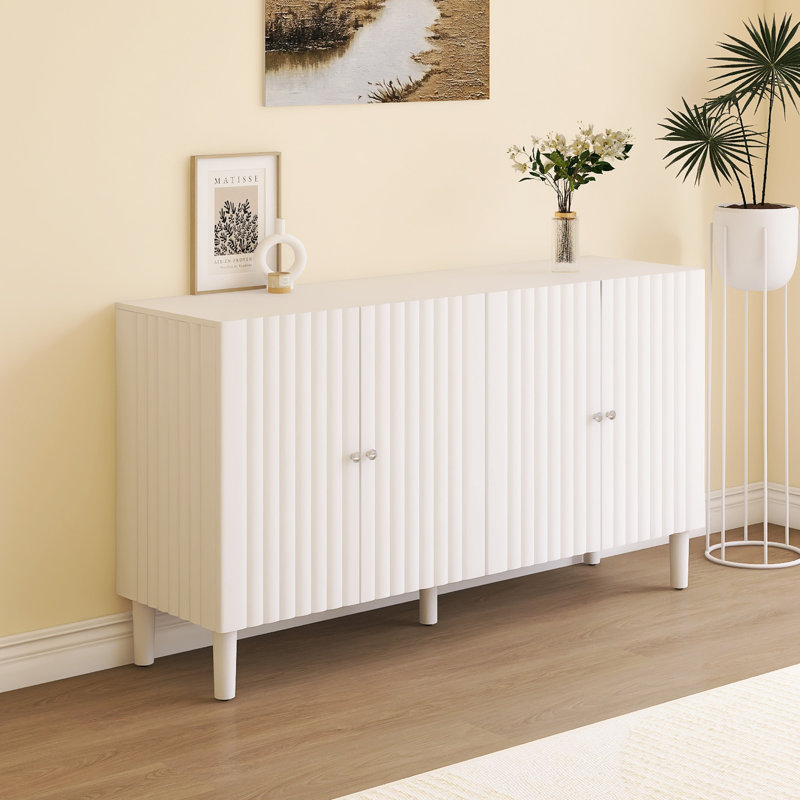 Buffet avec portes à motif ondulé, Blanc