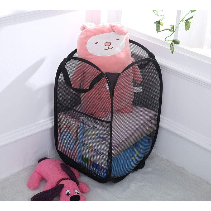 Panier à linge en filet 3 pièces, panier à linge pliable et portable avec poignée de transport renforcée