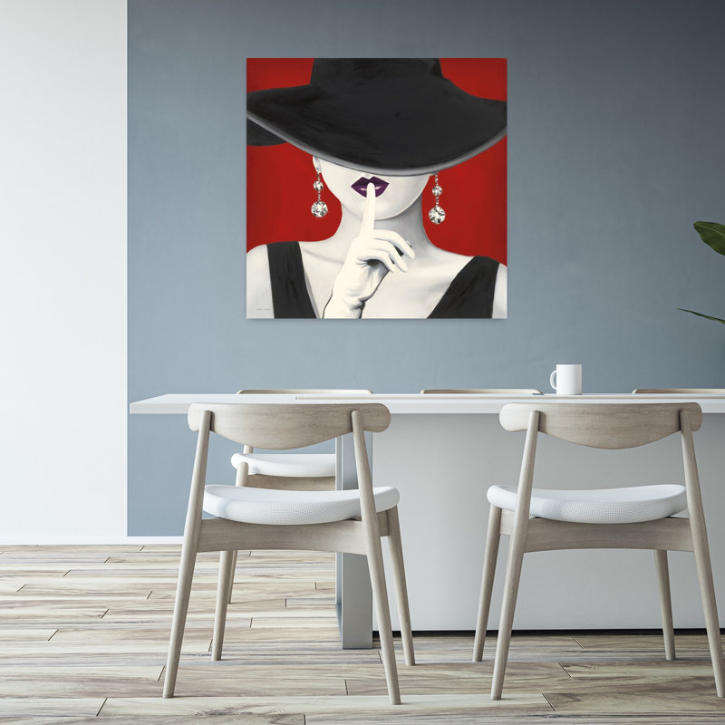 Haute Chapeau mauve, lèvres, art contemporain, H 32 po x l 32 po