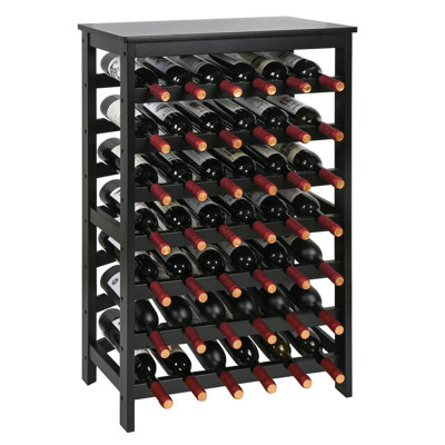 42 Bottles Bamboo Wine Rack,7-Tier Wine Rack Freestanding Floor With Table Top, Wine Storage Shelf For Kitchen Dining Room Bar,Black