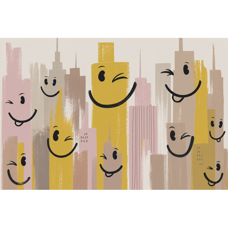 Papier peint fantaisiste Playful Cityscape, 100 po x 96 po, Peler et coller