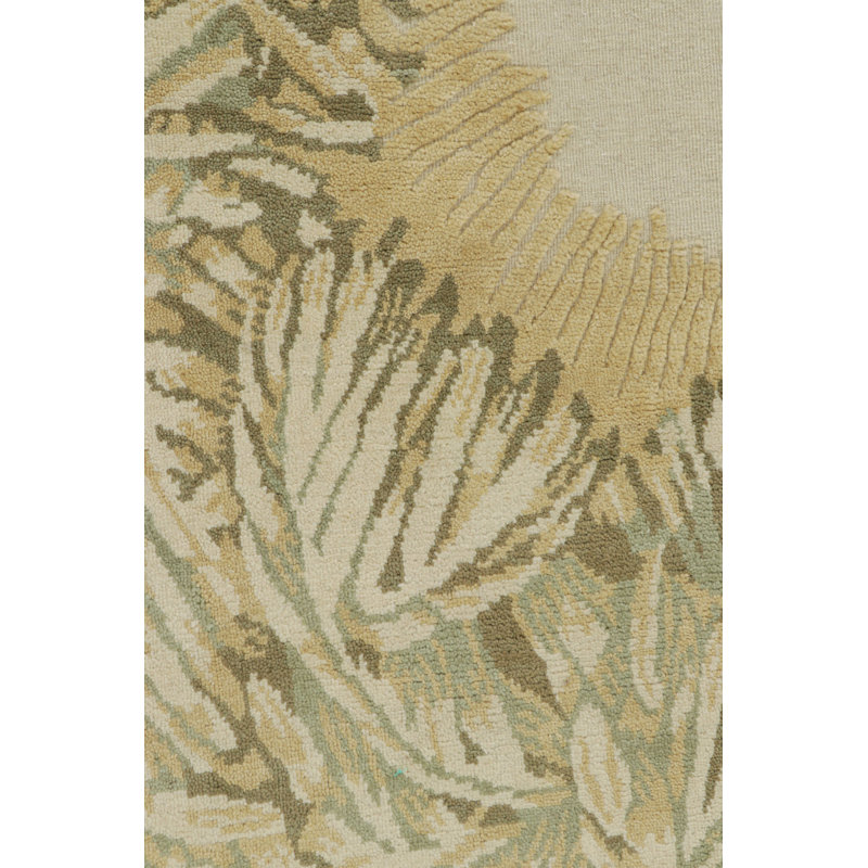 Art Deco Hand Knotted Wool Floral Area Rug, Rectangle 9' x 12'